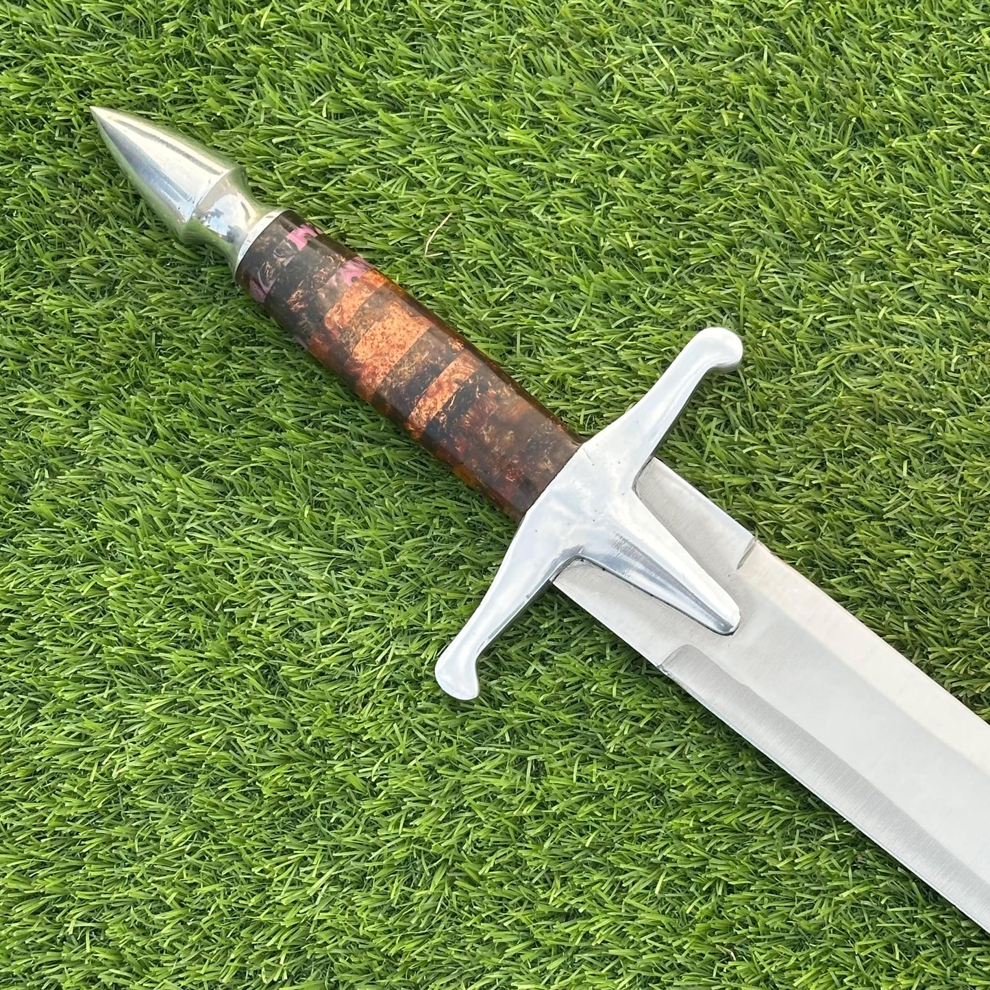 Medieval Sword Hand Forged 30" J2 Steel Blade | Resin Handle & Leather Scabbard | Tactical Collectible Gift for Him
