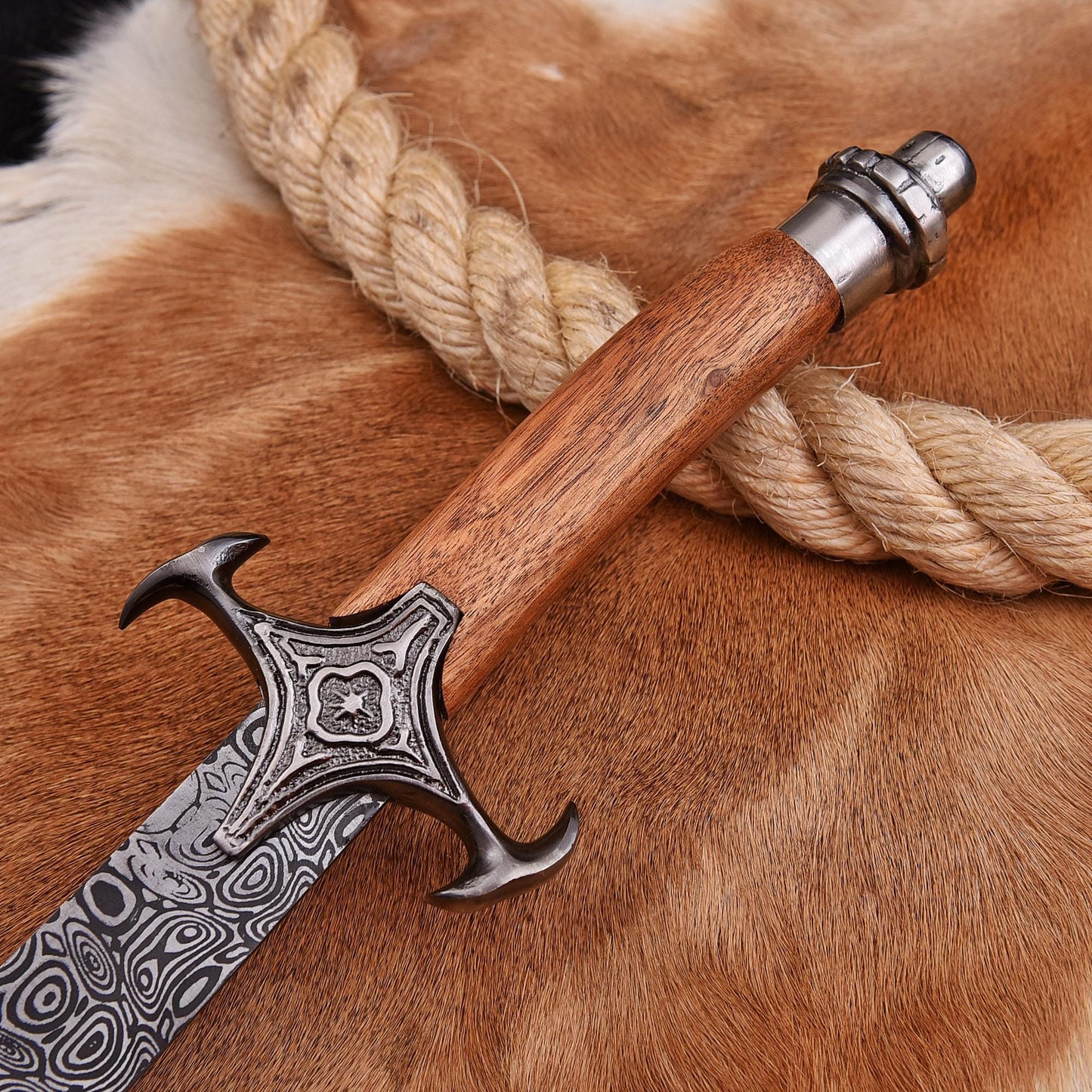 Handmade J2 Steel Tactical Scimitar Sword 25 Inch | Natural Wood Handle | Pewter Guard and Pommel | Collectible Sword | Gift for Him