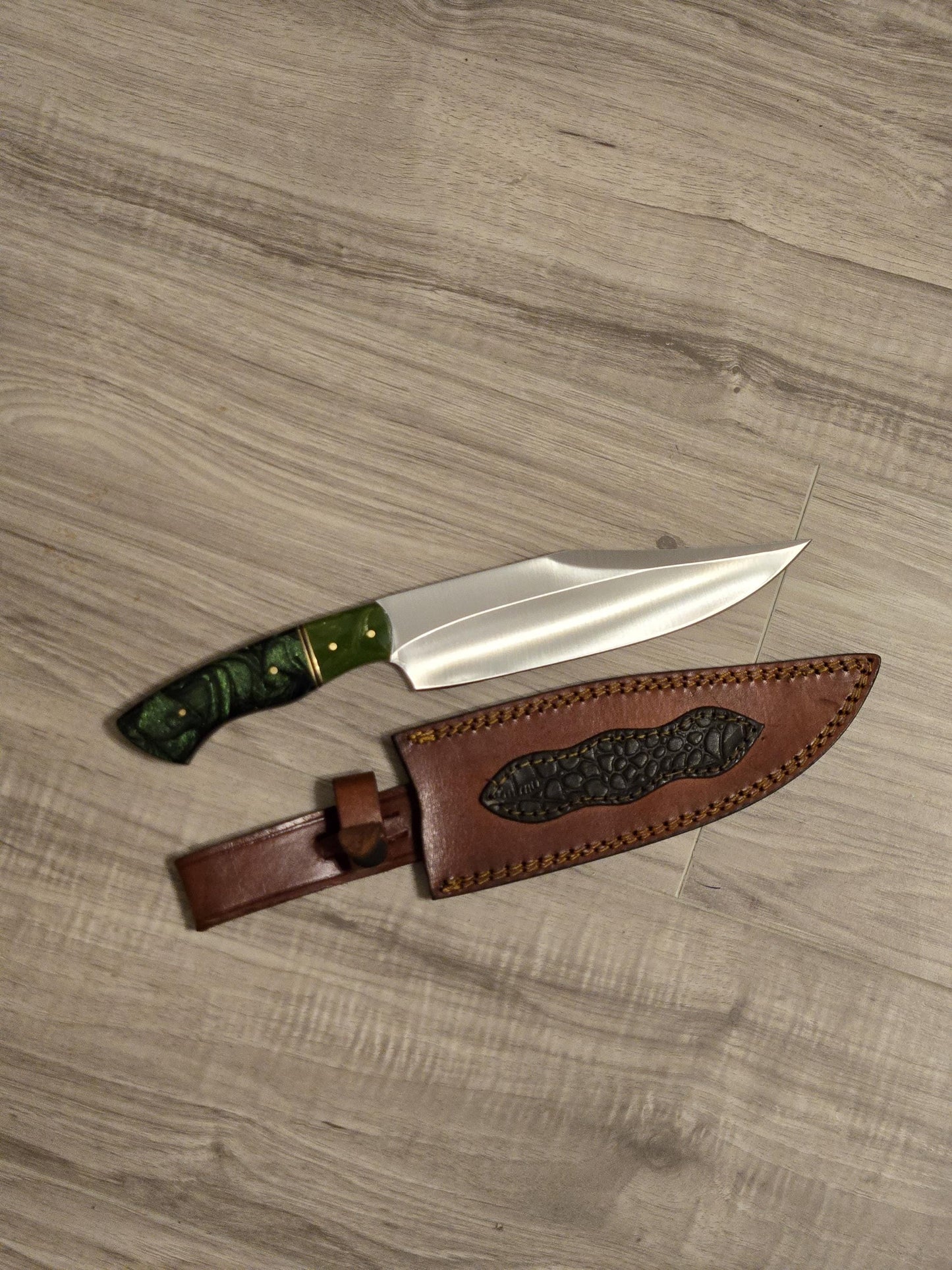 Hunting Knife Custom Handmade D2 Steel Bowie with Rosewood Handle & Leather Sheath – Gift for Him, Collectible Outdoor Knife