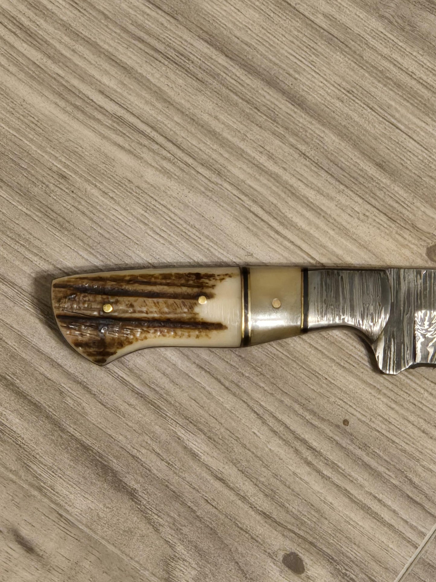 Custom Handmade Damascus Hunting Knife | Stag Horn Handle Damascus Bolsters with Leather Sheath, Hunting and Collectible Knife, Gift for him