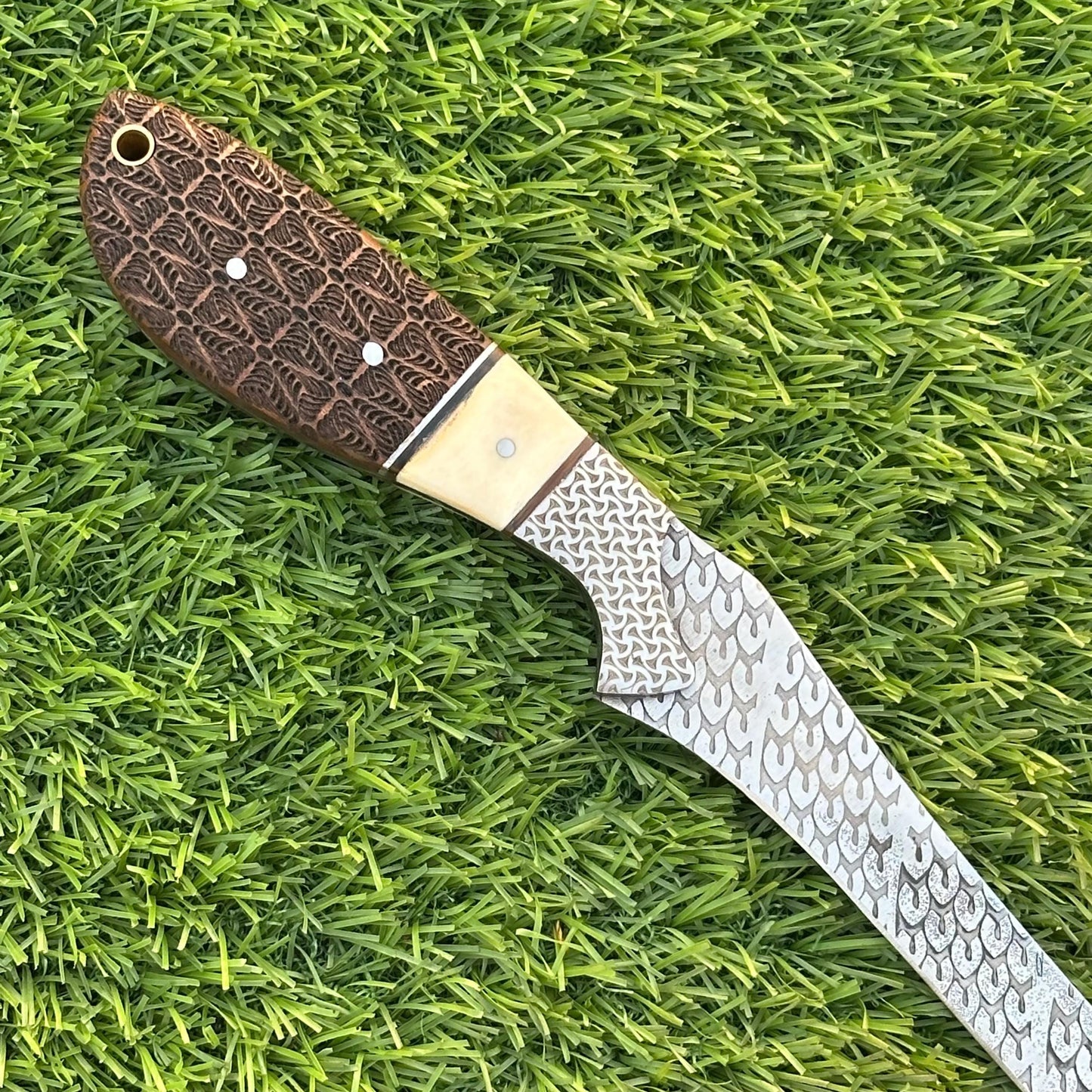Custom 13" Fillet Knife with J2 Steel Etched Blade, Rosewood Camel Bone Handle – Precision Fishing & Kitchen Cutlery Tool