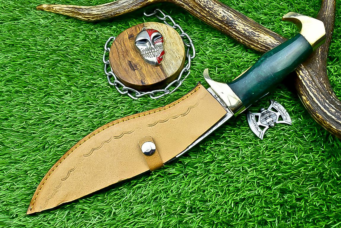 CUSTOM Handmade Kukri Knife 14.5" | J2 Steel Blade with Engraving | Resin Handle & Brass Guard | Outdoor Hunting Kukri | Gift for Him