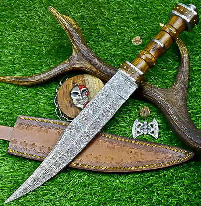 18.5" Custom Hand forged J2 Steel Blade , Engraved Bowie Knife – Natural Wood Handle | Hand-Forged Collectible Knife | UN-9500