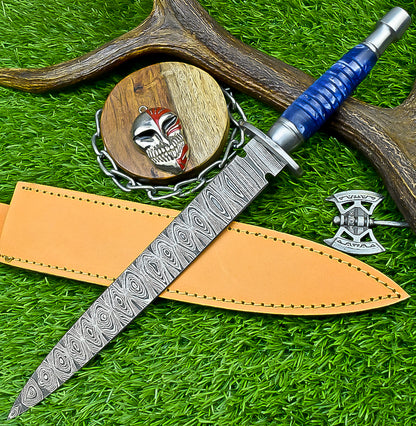 Hand-Forged Damascus Steel Bowie Knife with Composite Wood and Resin Handle | UN-8381