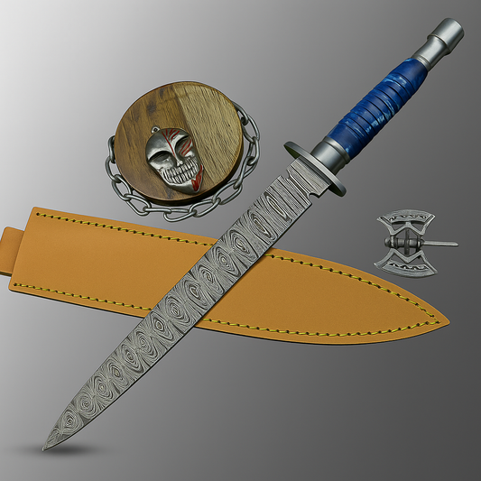Hand-Forged Damascus Steel Bowie Knife with Composite Wood and Resin Handle | UN-8381