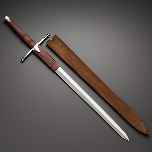 Handmade Damascus Steel Medieval Sword | Leather-Wrapped Handle & Brass Guard | 40" Display Sword