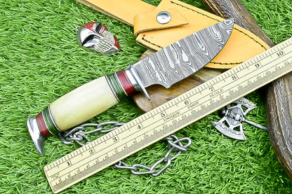 Hand-Forged Custom Damascus Steel Bowie Knife with Etched Blade and Composite Handle | UN-8551