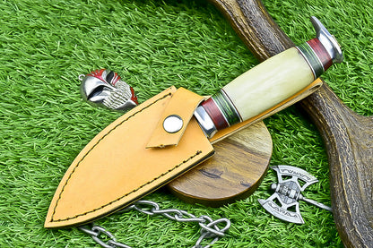 Hand-Forged Custom Damascus Steel Bowie Knife with Etched Blade and Composite Handle | UN-8551