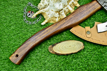 Ragnar Viking Axe – 21" Hand-Forged Carbon Steel Axe W/ Rosewood Handle & Leather Wrap | Camping Axe with Sheath