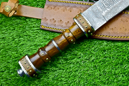 18.5" Custom Hand forged J2 Steel Blade , Engraved Bowie Knife – Natural Wood Handle | Hand-Forged Collectible Knife | UN-9500