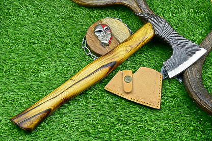 Carbon Steel Tomahawk Axe – 15" Camping Hatchet with Natural Wood Handle | Survival Tool | UN-9991