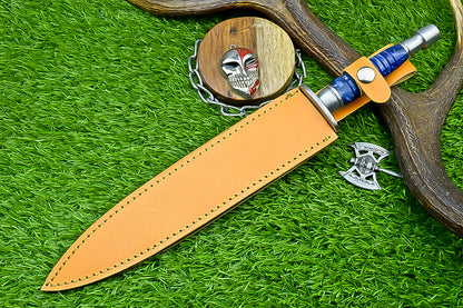 Hand-Forged Damascus Steel Bowie Knife with Composite Wood and Resin Handle | UN-8381