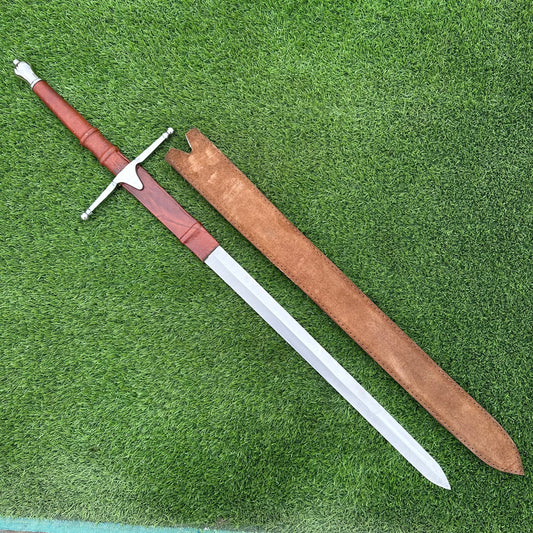 Handmade Scottish Claymore Long Sword – 39” J2 Steel Blade with Leather Sheath SN-320