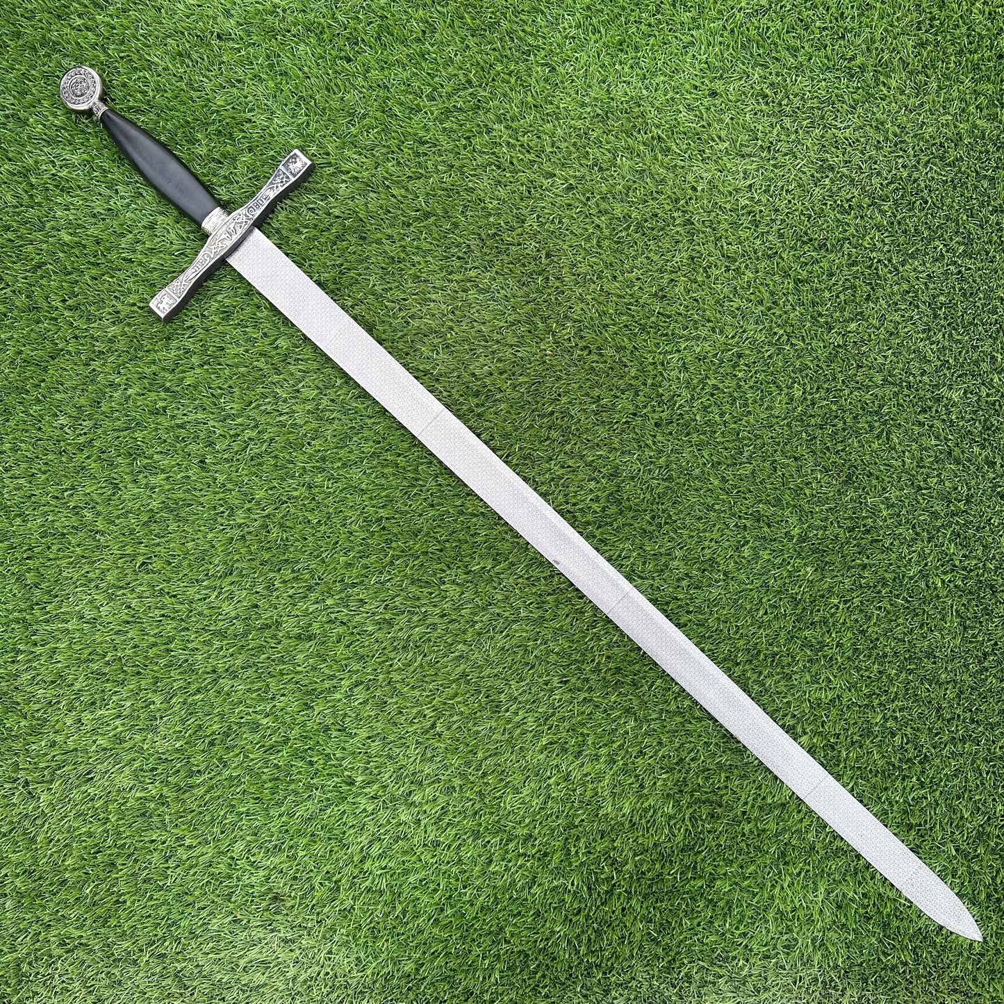 Handmade Two-Handed Longsword | Black Leather Handle & Scabbard | 41" Polished Steel Blade  | Gift For Him  SN-322