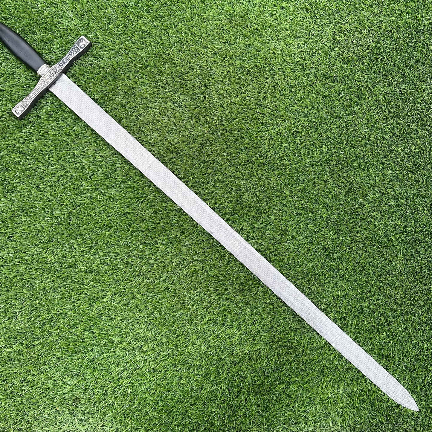 Handmade Two-Handed Longsword | Black Leather Handle & Scabbard | 41" Polished Steel Blade  | Gift For Him  SN-322