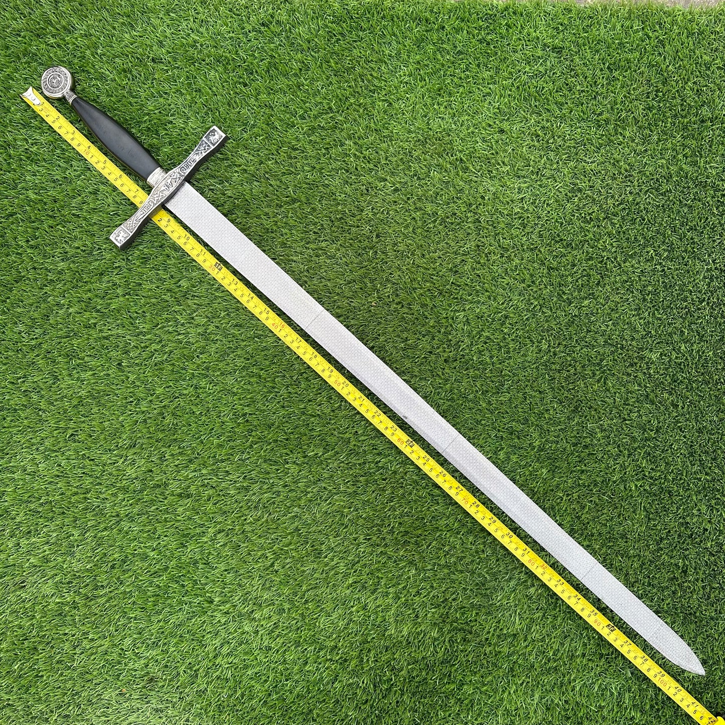 Handmade Two-Handed Longsword | Black Leather Handle & Scabbard | 41" Polished Steel Blade  | Gift For Him  SN-322