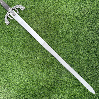 Hand-Forged Fantasy Long Sword – 40" J2 Steel Blade with Copper Wire Handle &amp; Pewter Bolsters | Gift for Him SN -323