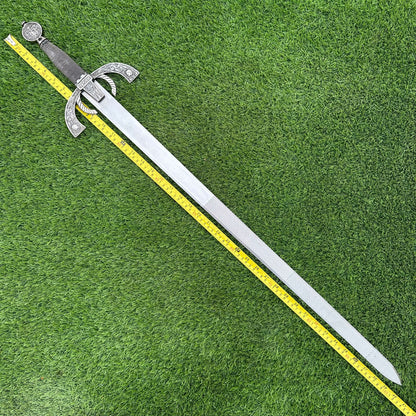 Hand-Forged Fantasy Long Sword – 40" J2 Steel Blade with Copper Wire Handle &amp; Pewter Bolsters | Gift for Him SN -323