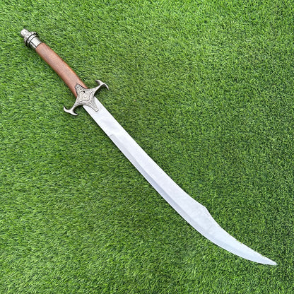 Handmade Scottish Claymore Sword | Polished Blade & Black Handle with Brown Scabbard | Gift For Him SN-346