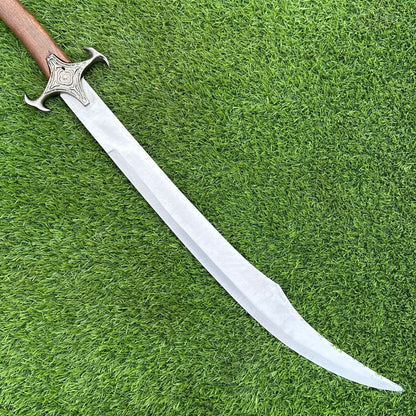 Handmade Scottish Claymore Sword | Polished Blade & Black Handle with Brown Scabbard | Gift For Him SN-346