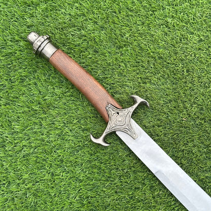 Handmade Scottish Claymore Sword | Polished Blade & Black Handle with Brown Scabbard | Gift For Him SN-346
