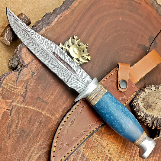 11" Custom Handmade J2 Steel Blade Hunting Knife, Bowie Knife W/Sheath EN-2828