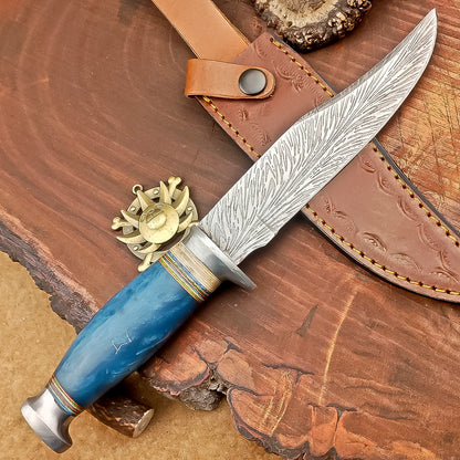 11" Custom Handmade J2 Steel Blade Hunting Knife, Bowie Knife W/Sheath EN-2830