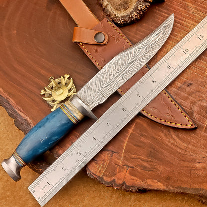 11" Custom Handmade J2 Steel Blade Hunting Knife, Bowie Knife W/Sheath EN-2830