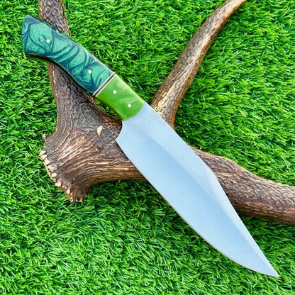 Hunting Knife – Custom Handmade 12" D2 Steel Bowie with Rosewood Handle & Leather Sheath – Gift for Him, Outdoor Collectible