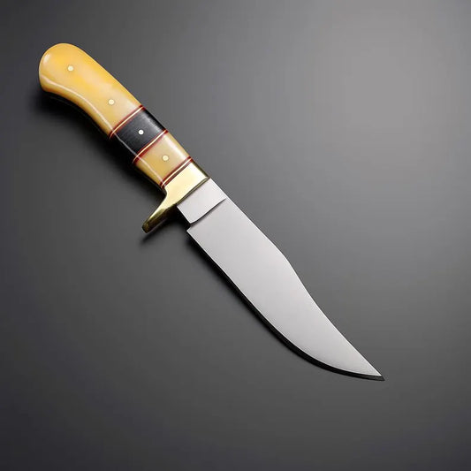 Hunting Knife Custom Handmade J2 Steel Skinner – Camel Bone & Wenge Wood Handle, Leather Sheath, Gift for Him, Outdoor Camping Knife