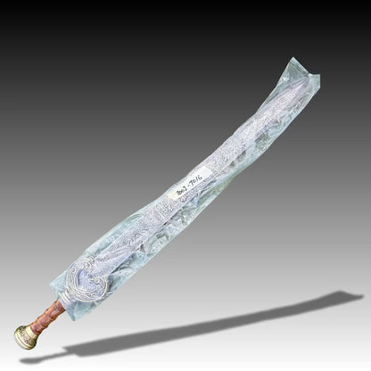 Handmade Damascus Steel Roman Gladius Sword | Ornate Dragon Brass Fittings & Black Leather Scabbard