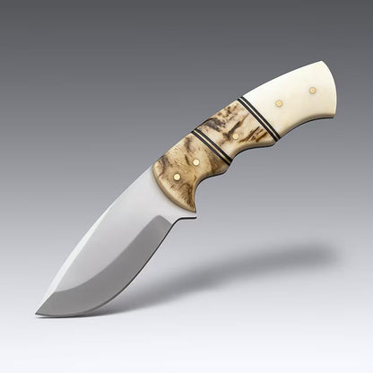 Classic Fixed Blade Hunting Knife - Full Tang with Leather Sheath