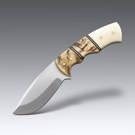 Classic Fixed Blade Hunting Knife - Full Tang with Leather Sheath
