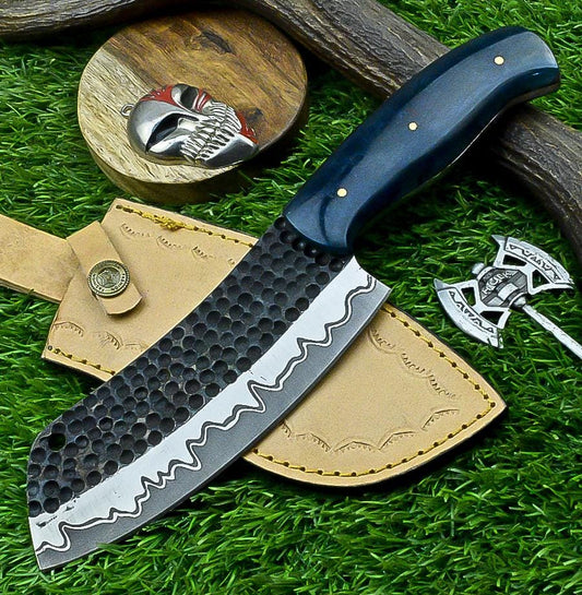 Handmade Carbon steel Serbian Chef Knife, Chopper Cleaver knife, groomsman gift kitchen knife wedding anniversary father&#39;s day gift lover