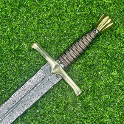 Exquisite 22&quot; Handmade Damascus Steel Sword Double Edge Sword, Sword Real, for Viking, Gift for Groomsmen, Wedding Gift. Christmas Gift,