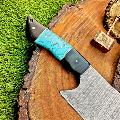 Damascus Steel Serbian Chopper Knife 11&quot; | Full tang knife | Gift For Father | Cleaver Knife | Chopping Knife | Kitchen Knife | Chef Knife