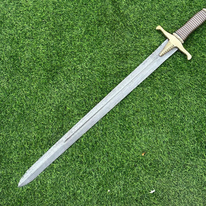 Custom Handmade Damascus Steel 33&quot; Combat Hunting Sword , Double Edge Sword, Viking Sword, Gift for Groomsmen, Wedding Gift. Christmas,