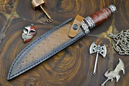 DAMASCUS Steel Knife Hand Forged Bowie Knife Fixed Blade Knife Hunting Knife, Resin, Personalized gift, Fathers day gift, Anniversary gift,| UN-4201