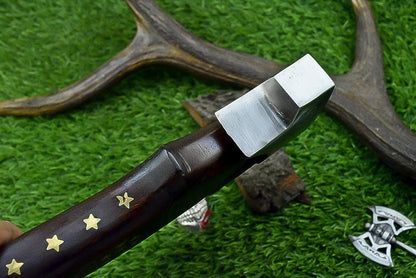 Pizza Cutter Axe Unique Viking Style Rose Wood Handle for Camping or Kitchen.  Pizza Chef Gift Gift for Him, Gift for Her, Anniversary Gift
