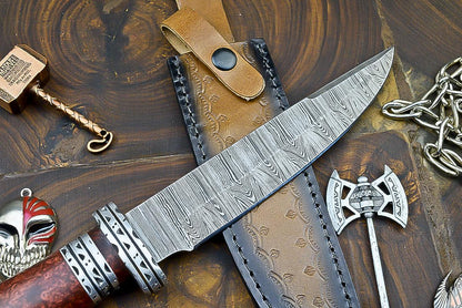 DAMASCUS Steel Knife Hand Forged Bowie Knife Fixed Blade Knife Hunting Knife, Resin, Personalized gift, Fathers day gift, Anniversary gift,| UN-4201
