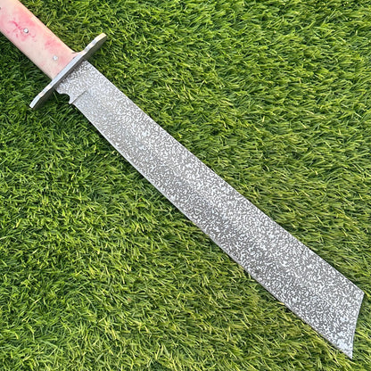 Handmade J2 Steel Knife – Etched Blade, Resin Handle, Full Tang, Collectible with Sheath – Gift for Him, Gift for Husband, Unique Knife