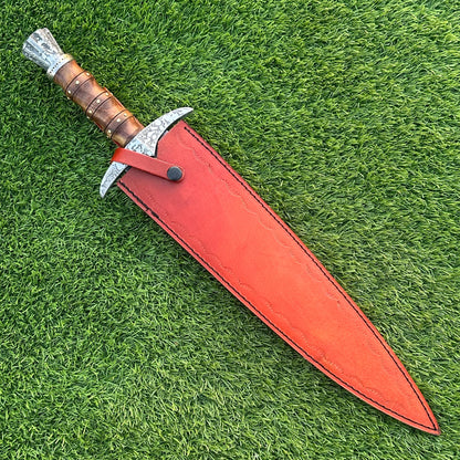 21” Handmade Bowie Knife , High Carbon Steel Etched Blade, Rosewood , Dagger Knife Gift for Him, Gift for Husband, Camping & Survival Knife,
