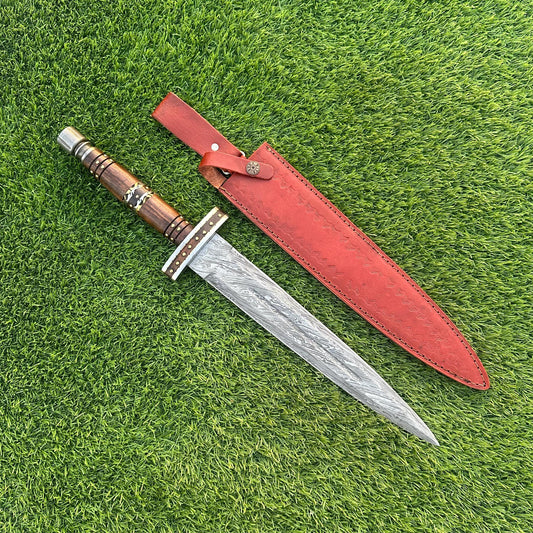 20” Rare Handmade Bowie Knife , Damascus Steel Blade, Rosewood , Dagger Knife Gift for Him, Gift for Husband, Camping & Survival Knife,