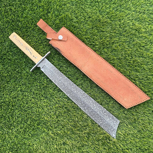Handmade J2 Steel Knife – Etched Blade, Resin Handle, Full Tang, Collectible with Sheath – Gift for Him, Gift for Husband, Unique Knife ,