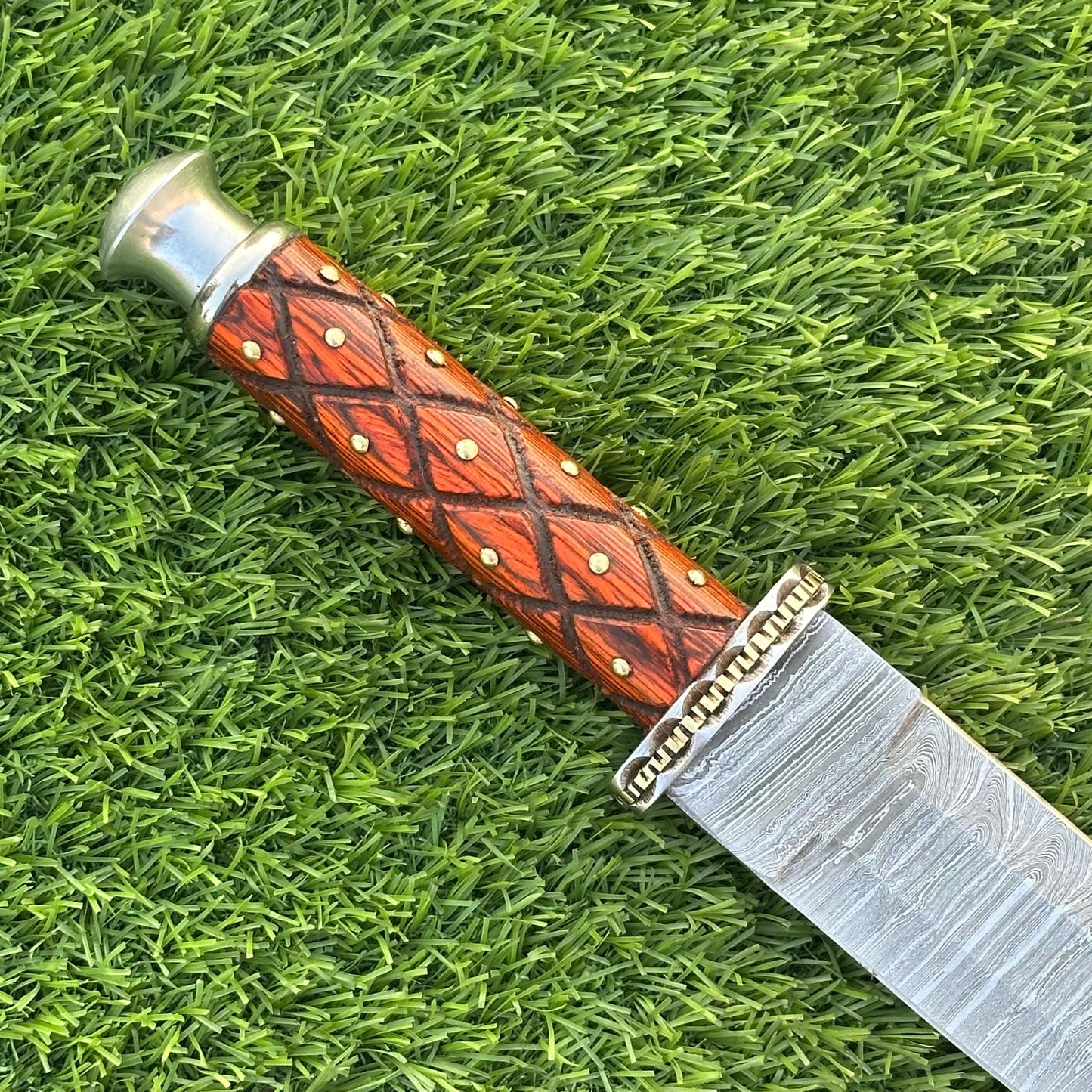 14” Handmade Damascus Steel Bowie Knife with Pakka Wood Handle, Rare Dagger for Camping & Survival, Gift for Him or Husband