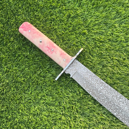 Handmade J2 Steel Knife – Etched Blade, Resin Handle, Full Tang, Collectible with Sheath – Gift for Him, Gift for Husband, Unique Knife