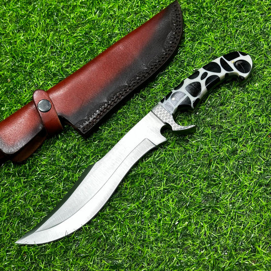 Bowie Knife Custom Handmade D2 Steel with Resin Handle & Sheath – Unique Collectible Gift for Him or Husband