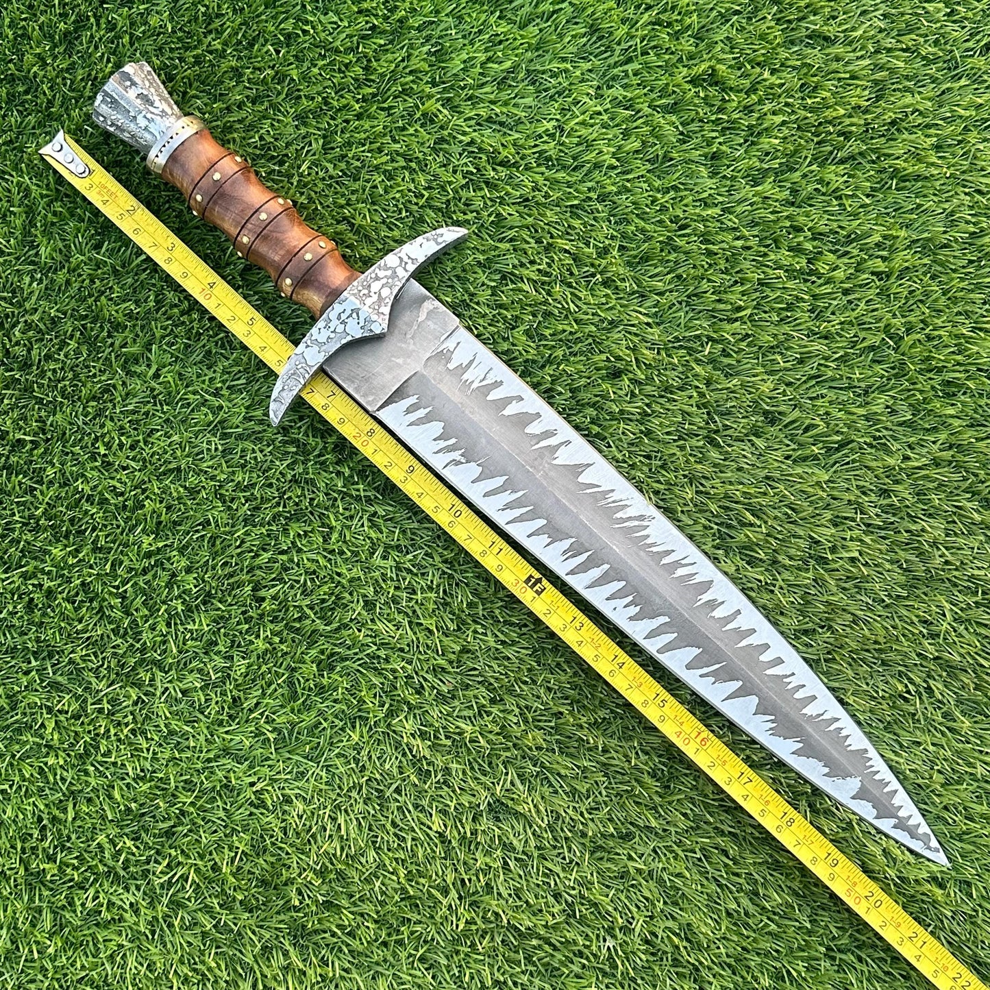 21” Handmade Bowie Knife , High Carbon Steel Etched Blade, Rosewood , Dagger Knife Gift for Him, Gift for Husband, Camping & Survival Knife,