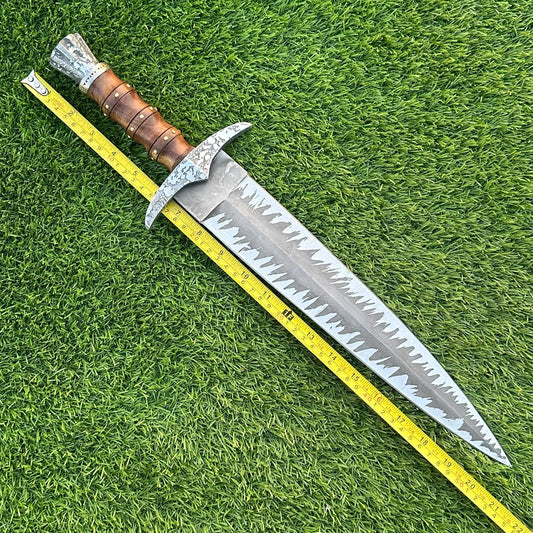 21” Handmade Bowie Knife , High Carbon Steel Etched Blade, Rosewood , Dagger Knife Gift for Him, Gift for Husband, Camping & Survival Knife,