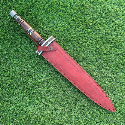20” Rare Handmade Bowie Knife , Damascus Steel Blade, Rosewood , Dagger Knife Gift for Him, Gift for Husband, Camping & Survival Knife,